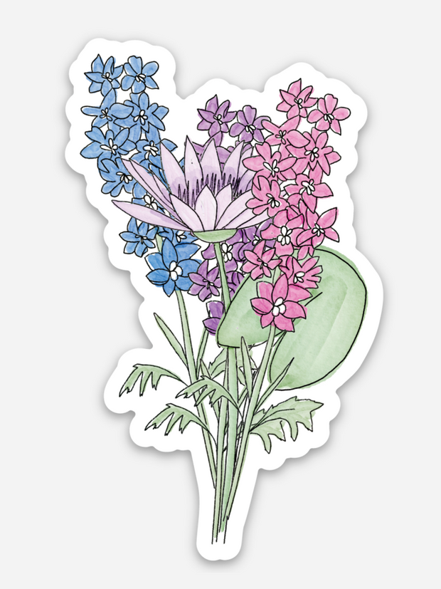 july birth flower water lily larkspur July Birth Flower Sticker: Water Lily and Larkspur – The Redheaded Camel