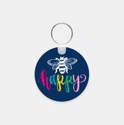 Bee Happy Acrylic Plastic Keychain