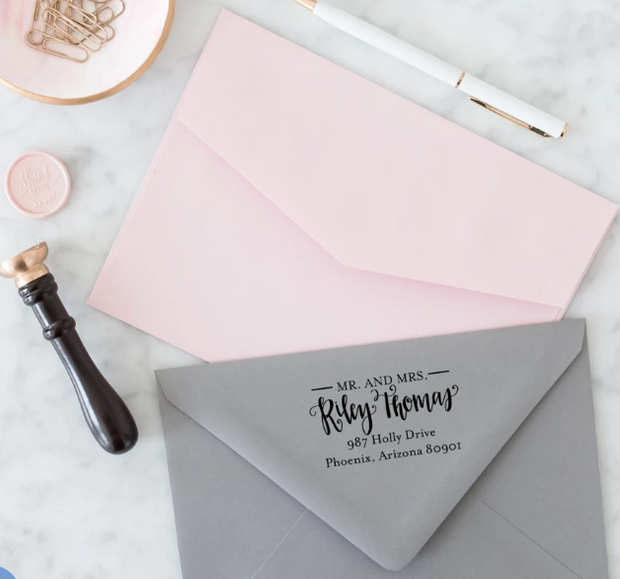 Mr. and Mrs. Custom Return Address Stamp