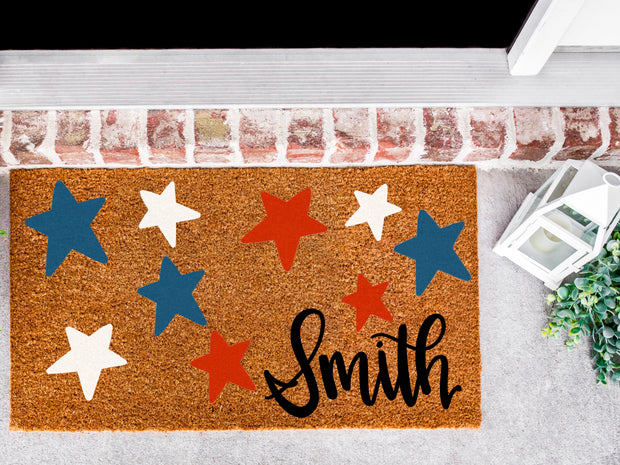 Star Spangled Personalized Coir Door Mat